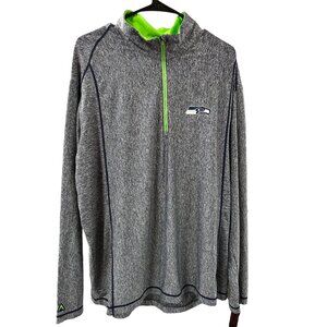 Men's 3/4 Zip Heather Gray Long Sleeve Seahawks Pullover sz XXL